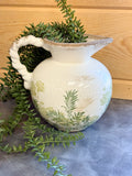Ivory & Green Floral Ceramic Vase