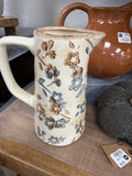 8" Blue & Brown Floral Pitcher