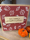 8" Fall Leaves Pumpkins Please Sign