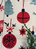 Geometry Embroidered Ornaments Tea Towel