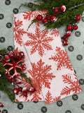 Geometry Snowy Days Red Tea Towel