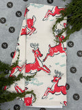 Geometry Prancing Reindeer Tea Towel