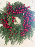 Pine Wreath with Chunky Red Berries