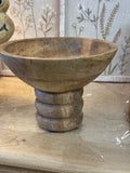 8'x6" Carved Mango Wood Footed Bowl