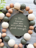36" Wood Bead Garland With Tag