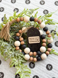 36" Wood Bead Garland With Tag