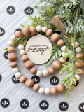 36" Wood Bead Garland With Tag