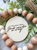 36" Wood Bead Garland With Tag