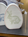 Wood Vintage Bunny Egg Block