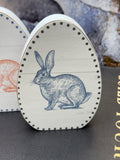 Wood Vintage Bunny Egg Block