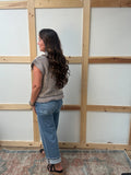 High Rise Crop Wide Jeans With Embroidery Detail