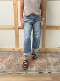 High Rise Crop Wide Jeans With Embroidery Detail
