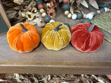 Medium 4" Velvet Pumpkin Orange/Mustard