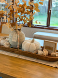 5" Beige Velvet Pumpkin W/beads