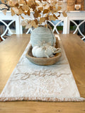72"x14" Beige Gather Table Runner