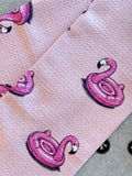 Geometry Flamingo Floatie Tea Towel