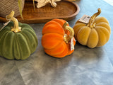4" Resin Velvet Pumpkin