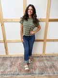 High Rise Straight Cuffed Jeans