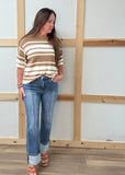 High Rise Straight Cuffed Jeans
