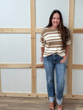 High Rise Straight Cuffed Jeans