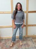 Mid Rise Straight Crop Cuffed Jeans