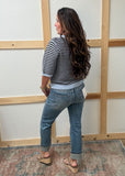 Mid Rise Straight Crop Cuffed Jeans