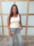 Double Layered Square Neck Tank With Wide Straps