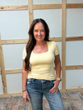 Double Layered Square Neck Short Sleeve Top