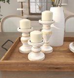White Washed Wood Pillar Candle Holder
