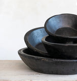 Round Wood Black Decorative Bowls