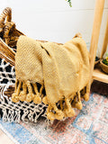 50"x60" Latte Throw with Braided Tassels