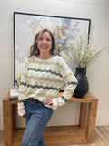 MAGGIE CROCHET WAVY STRIPED SWEATER