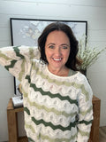 MAGGIE CROCHET WAVY STRIPED SWEATER
