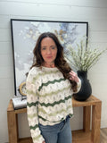 MAGGIE CROCHET WAVY STRIPED SWEATER