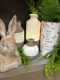 Medium Natural & White Light Up Vase