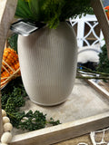 8" Ribbed Ivory Vase