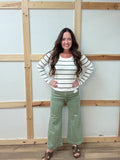 Mid Rise Crop Wide Pants