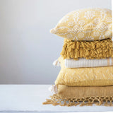 Mustard Pillow with Fringe