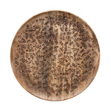Round Mango Wood Tray with Botanical Carved Design