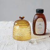 Glass Honey Jar With Bee Finial, Honey Dipper & Lid